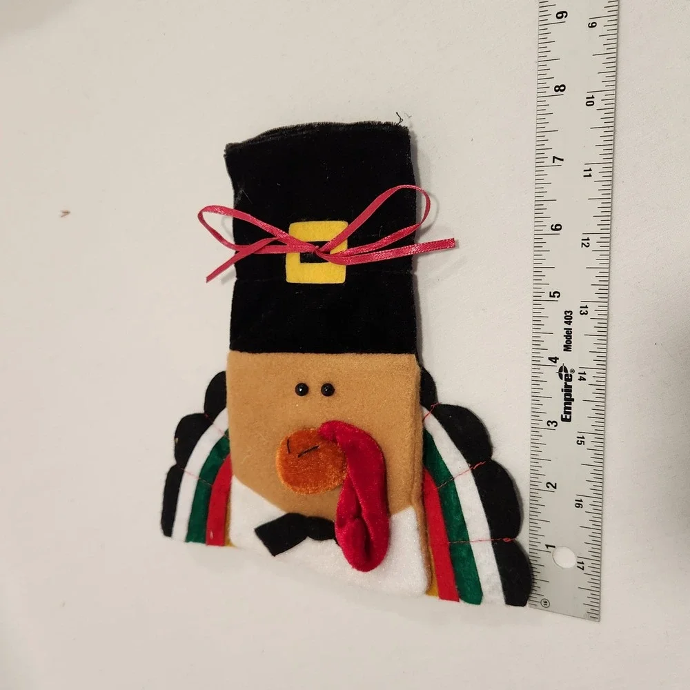 12pc Thanksgiving Turkey Treat Bags Felt Pilgrim Hat‎ Holiday Party Favors Brown